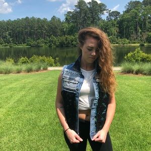 Original design on denim lace